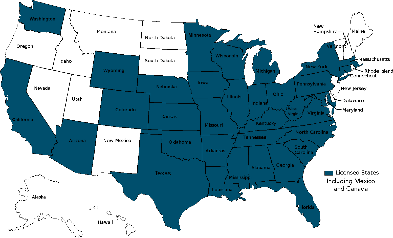 United States map showing states GSE Consulting Engineers is licensed in